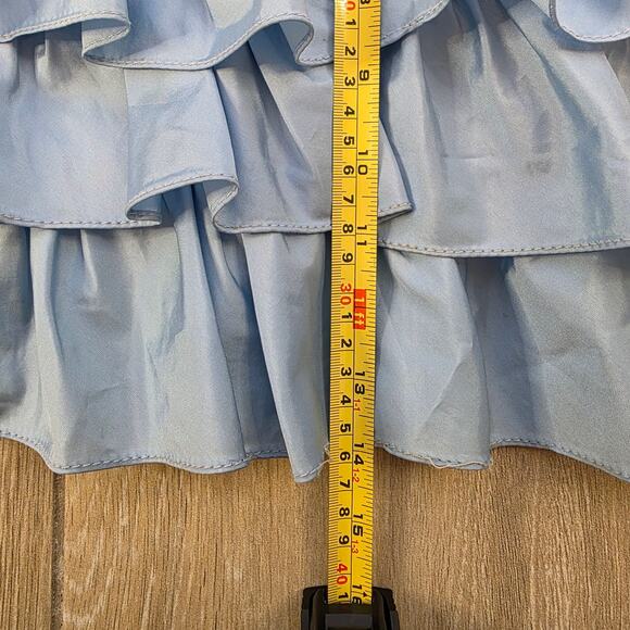 Vintage Freckles Girls Ruffle Skirt Blue Tiered Party Skirt Size 7 USA Made - Picture 7 of 9